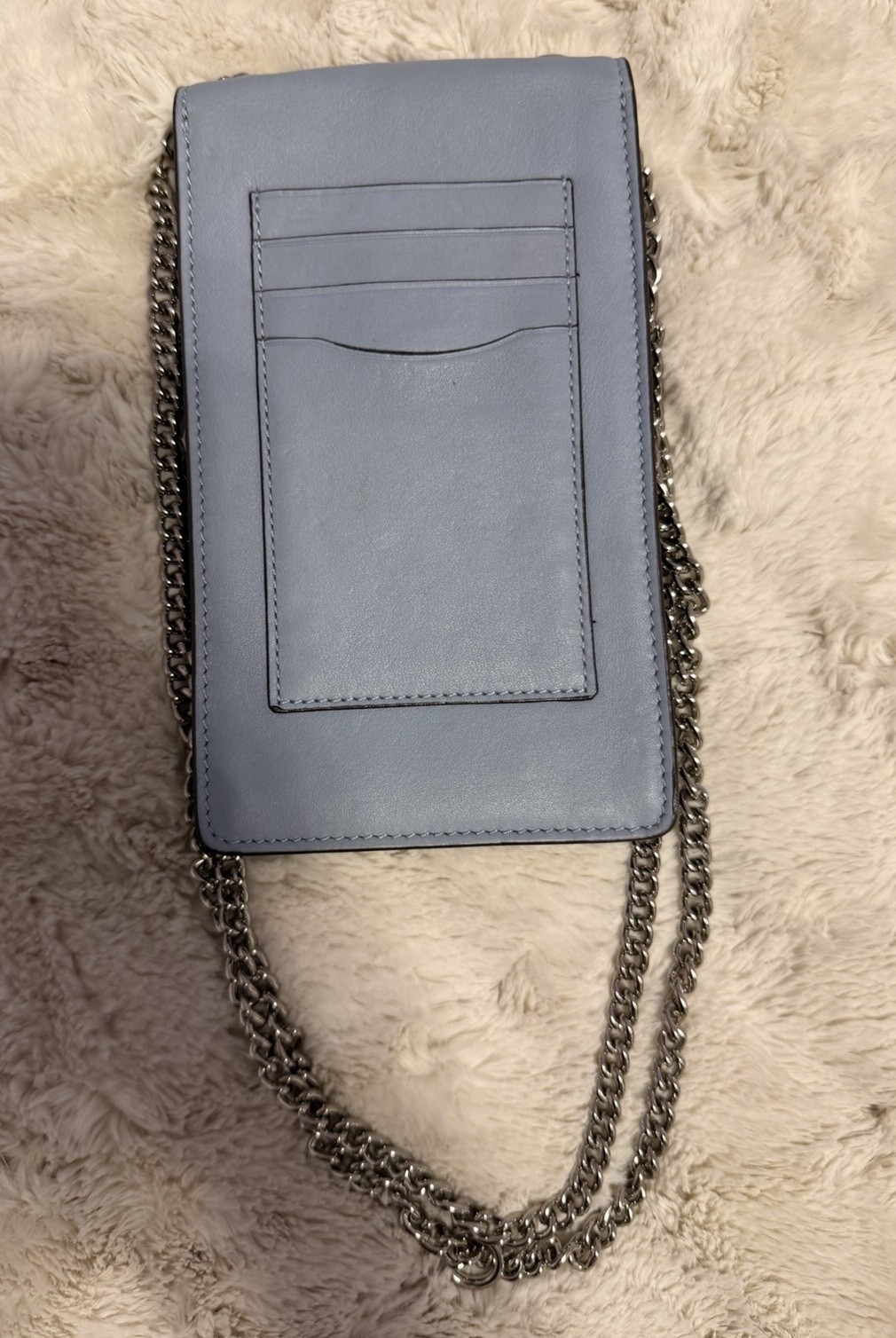 Coach Blue/Brown Signature Logo Crossbody Phone Wallet, Chain Strap, Magnetic