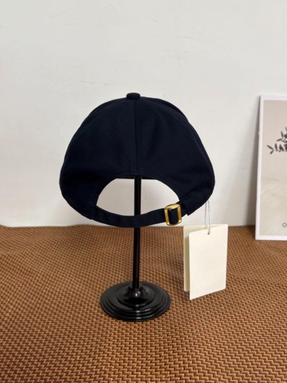 Celine. Triomphe Navy Cotton Baseball Cap with White Logo Embroidery, Adjustable