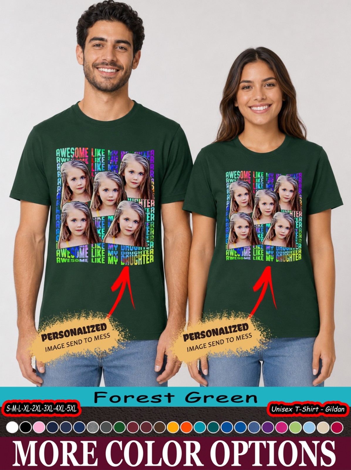Custom Photo Funny Dad Daughter Shirt, Awesome Like My Daughter Graphic Tee