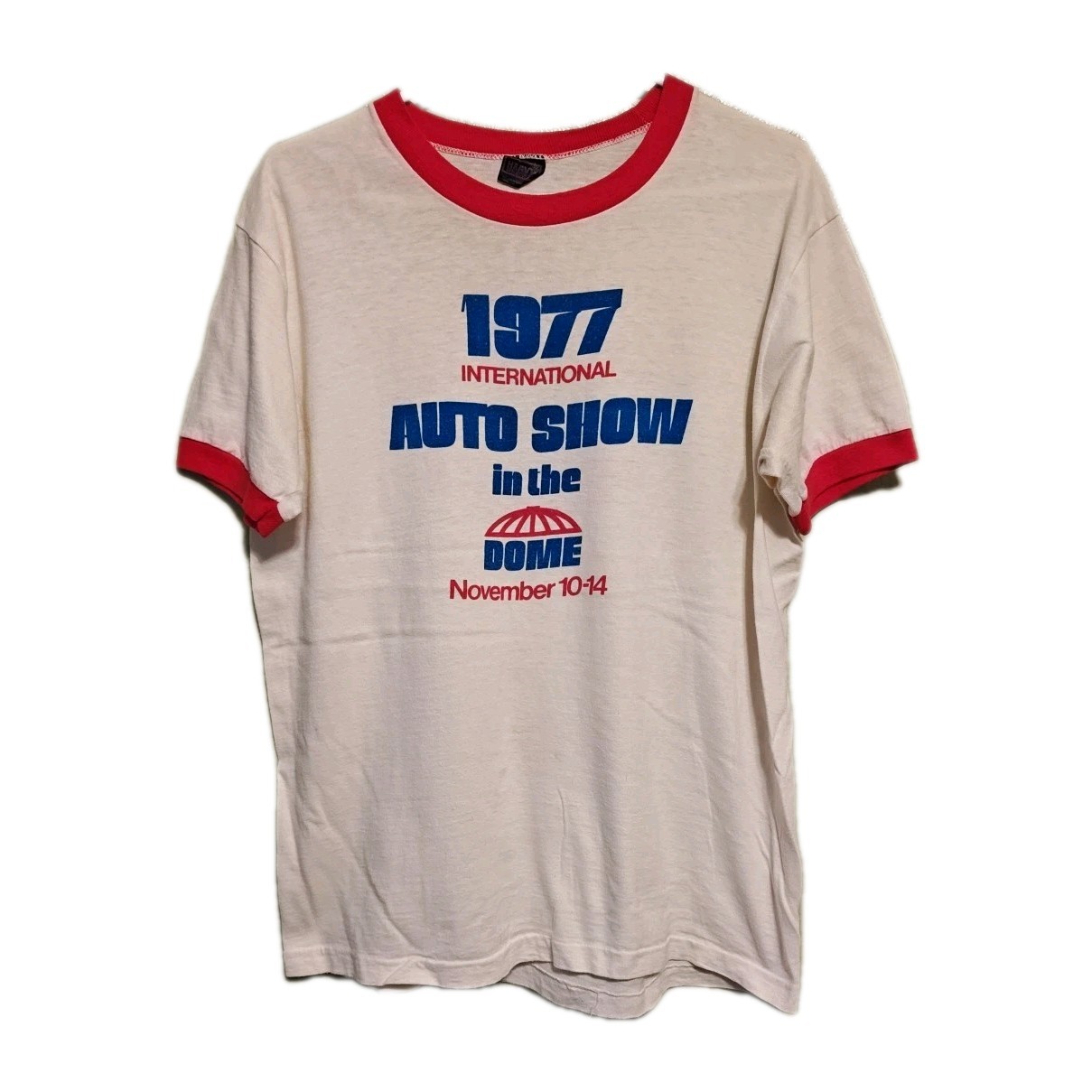 Vintage 77 International Auto Show in the Dome Ringer Tshirt Distressed As-Is