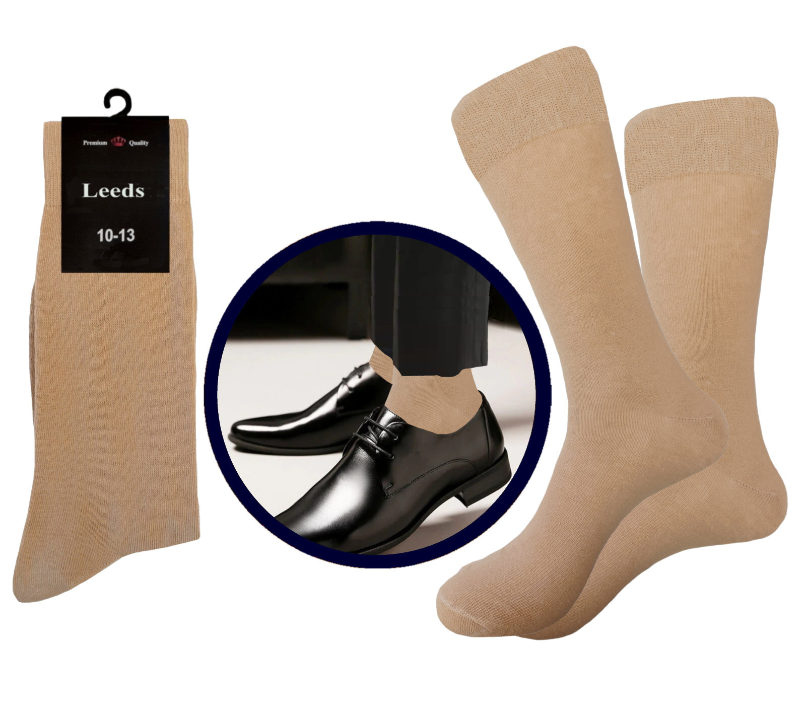 6 Pair SOLID COLORS NATURAL COTTON Multicolor Men’s COTTON Dress Socks 10-13