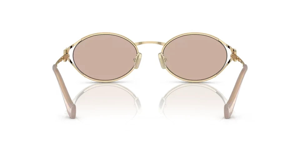 Miu Miu MU 52YS Pink Gradient Lens Gold Metal Oval Sunglasses New With Box