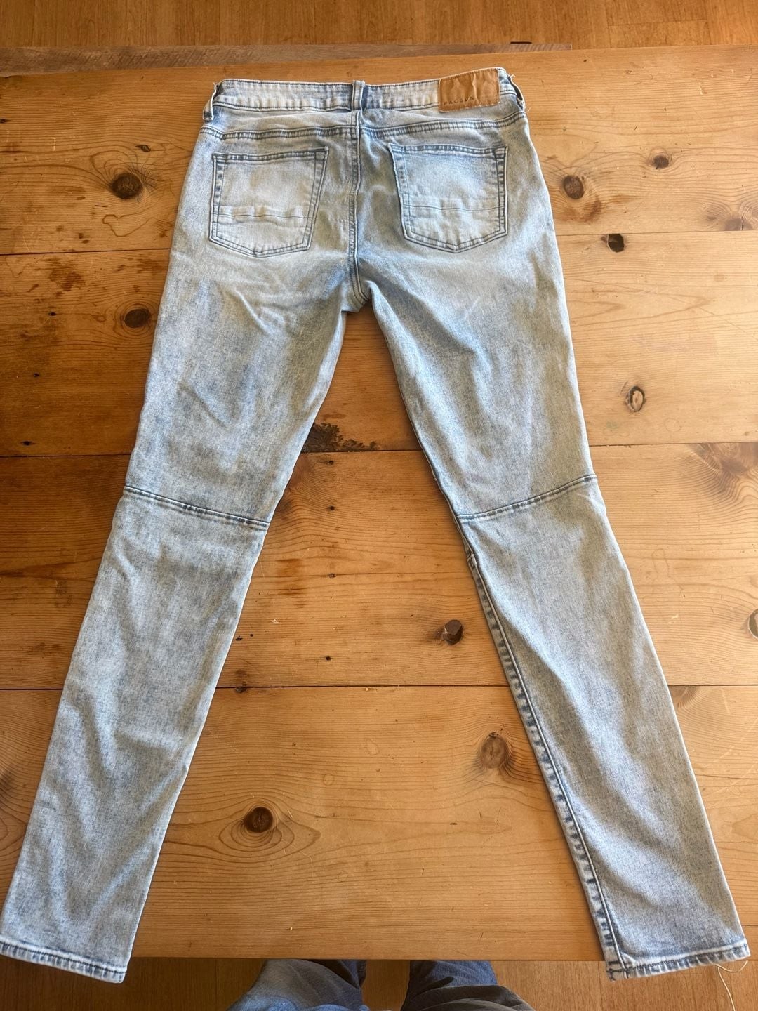 PacSun Stacked Skinny Jeans 29×32 Light Wash Moto Biker