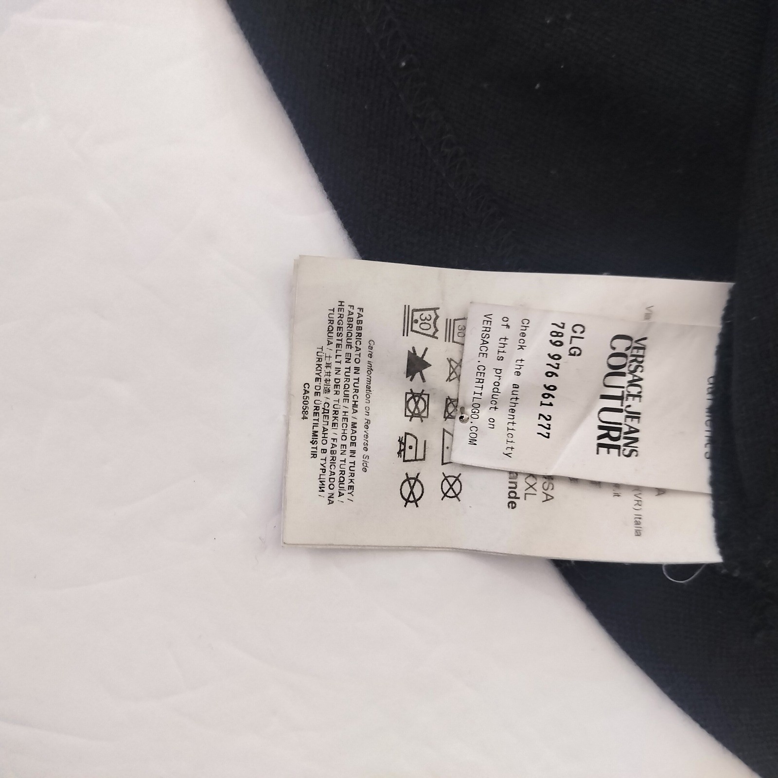 Versace Jeans Couture Mens Black Gold V-Emblem Polo Shirt 72GAGT03 XXL
