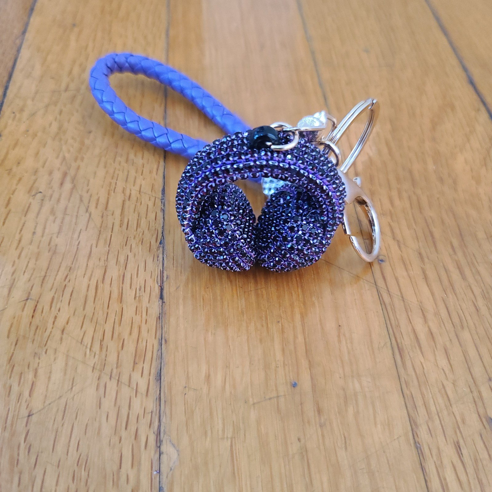 Braided Rope Headphone Keychain/Bag Charm Purple Keychain Purse Backpack Charm