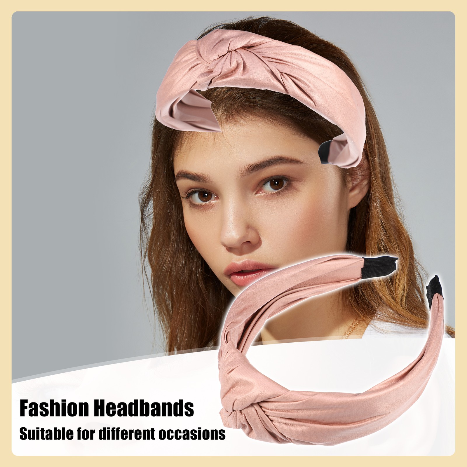 1Pcs Faux Leather Knotted Headband Cross Knot Hairband for Women Pink 1.57″ Wide