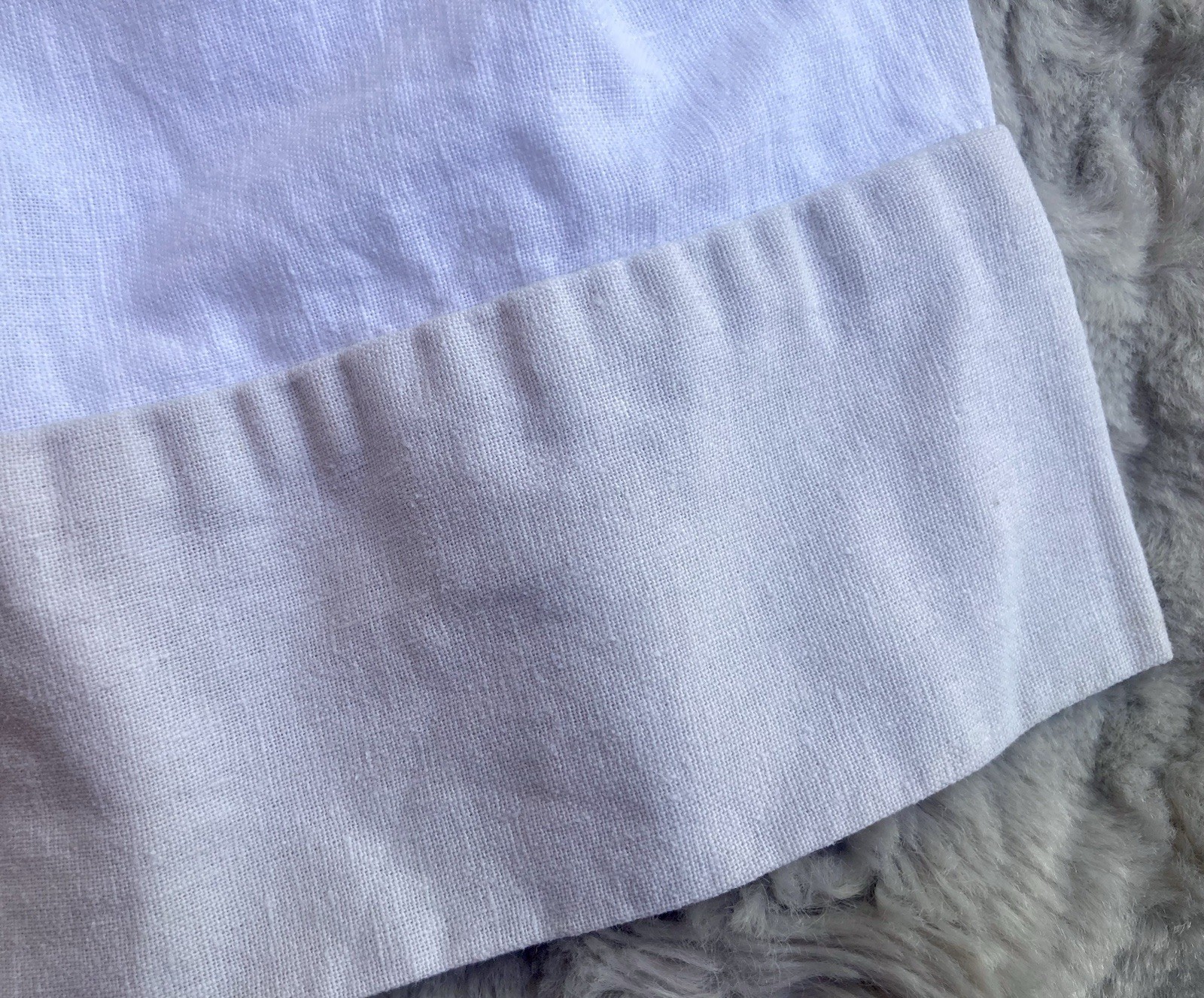 Vintage Jo Lene White Linen Blend Toddler Dress 2T Peter Pan Collar/Puff Sleeve