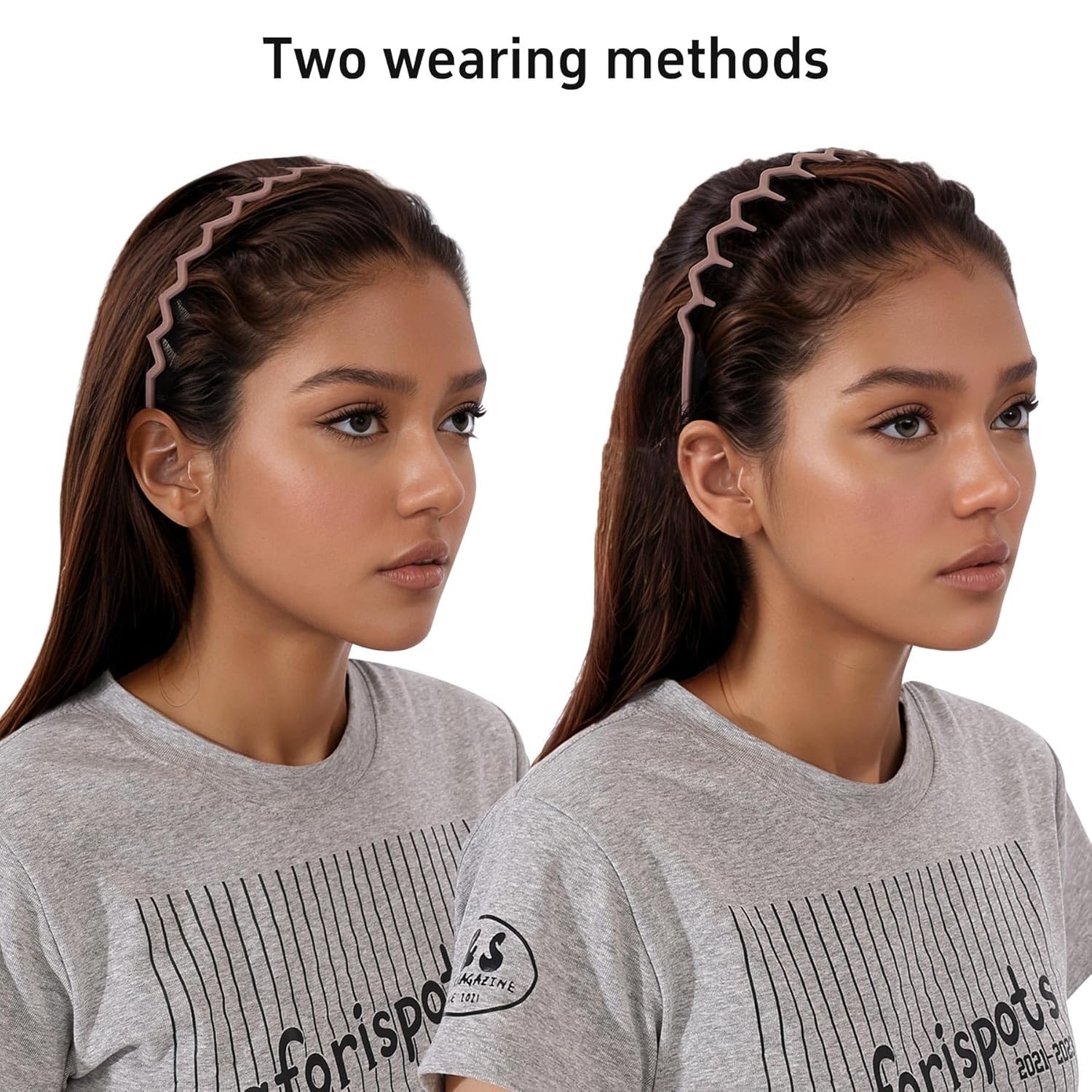 5 PCs Silicone Headbands for Women Non Slip Comb Headband Teeth Non Crackable