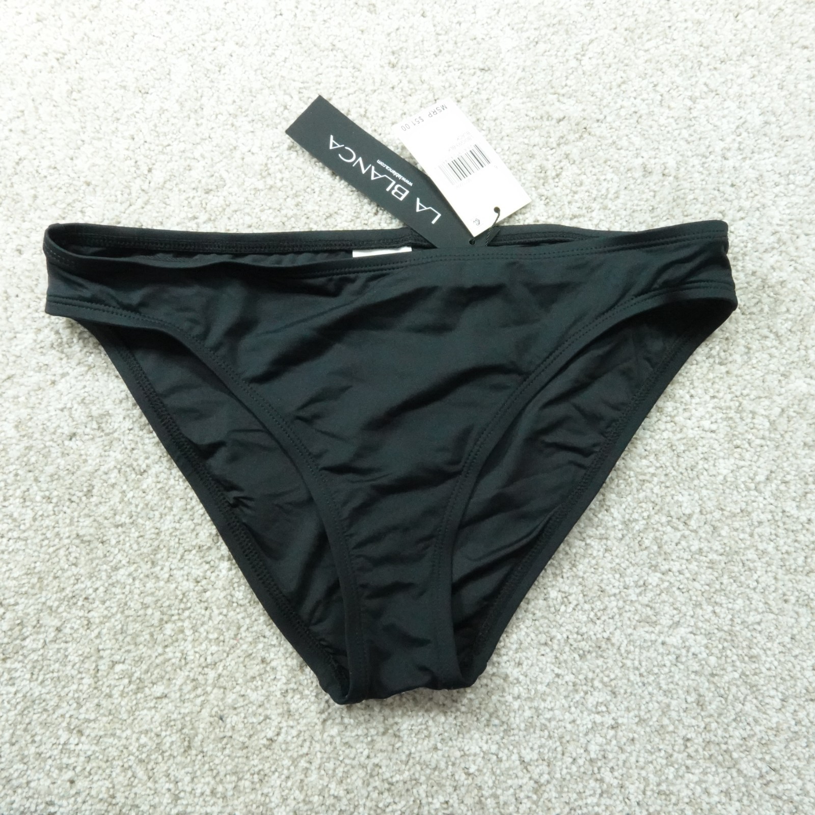 La Blanca Bikini Bottom Womens 6 Black Moderate Hipster UPF50 Swimwear