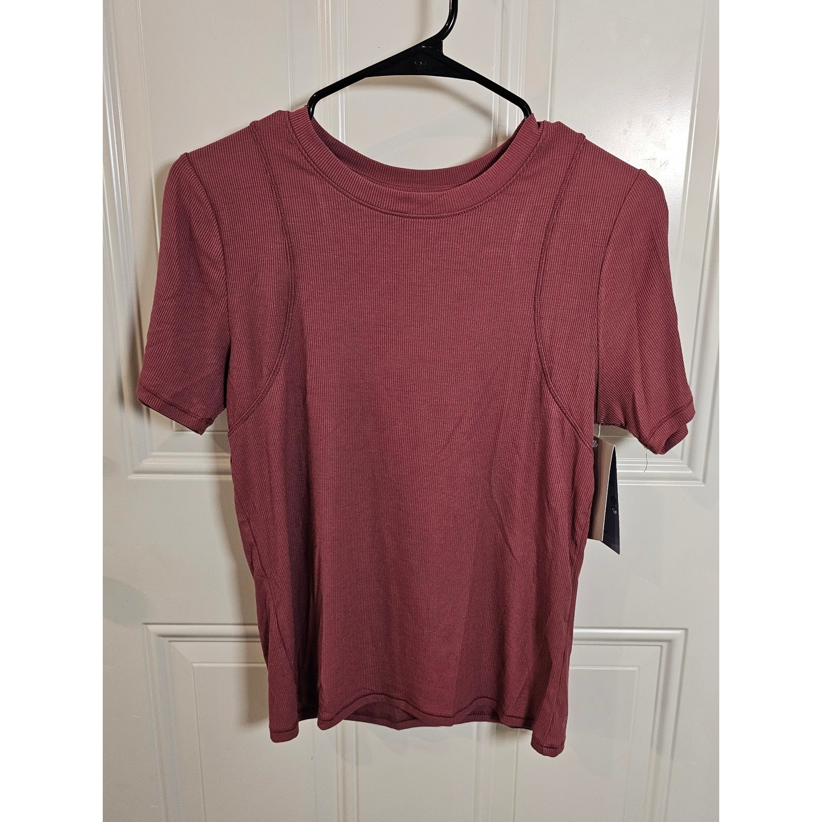 Avia Womens Ribbed Performance T-Shirt Rosewood Mauve XL 16-18 NWT