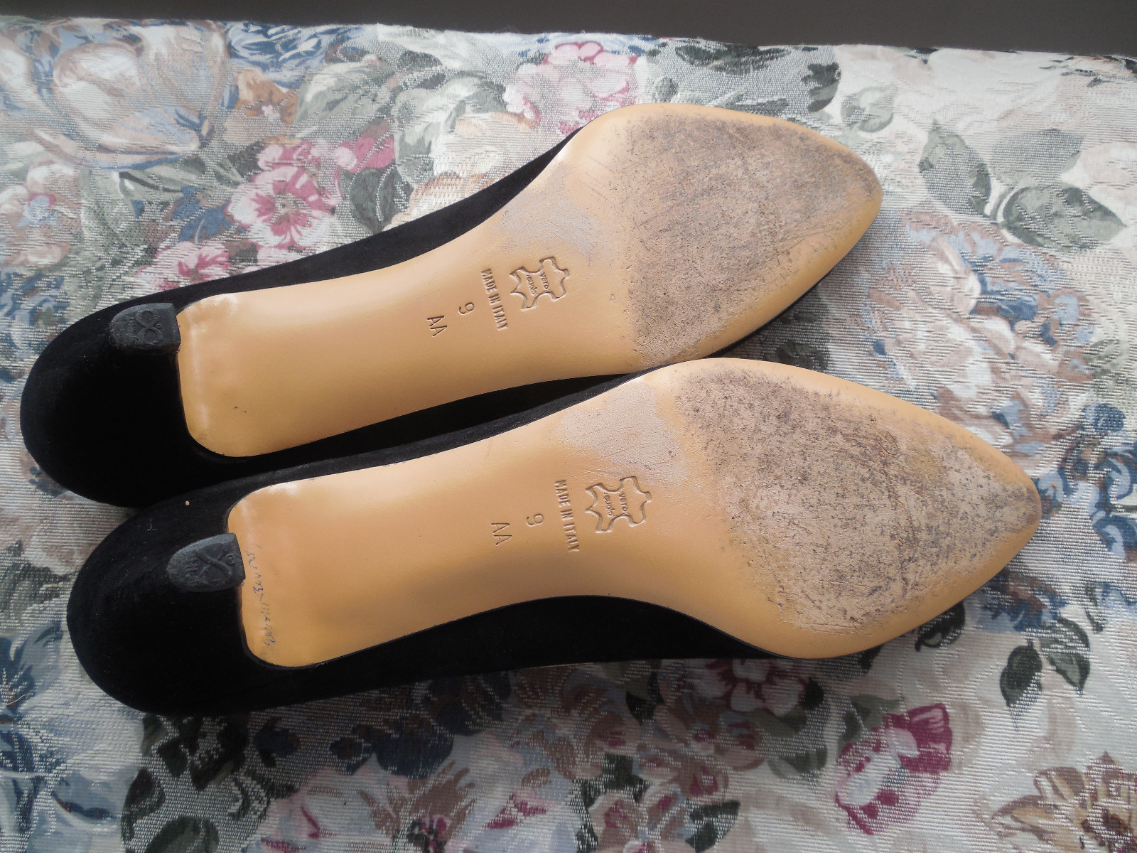 DAVID EVINS Vintage Women’s Shoes made in ITALY Black Suede heels-slim-2″ 9AA.