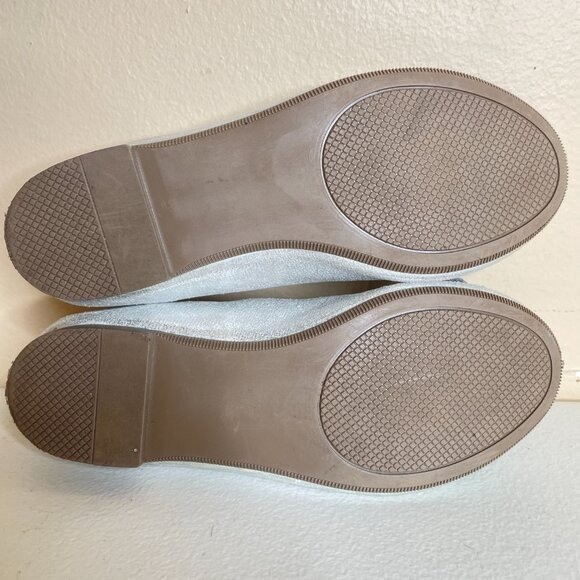 KidExpress Silver Glitter Bow Ballet Flats Girls Size EU 31