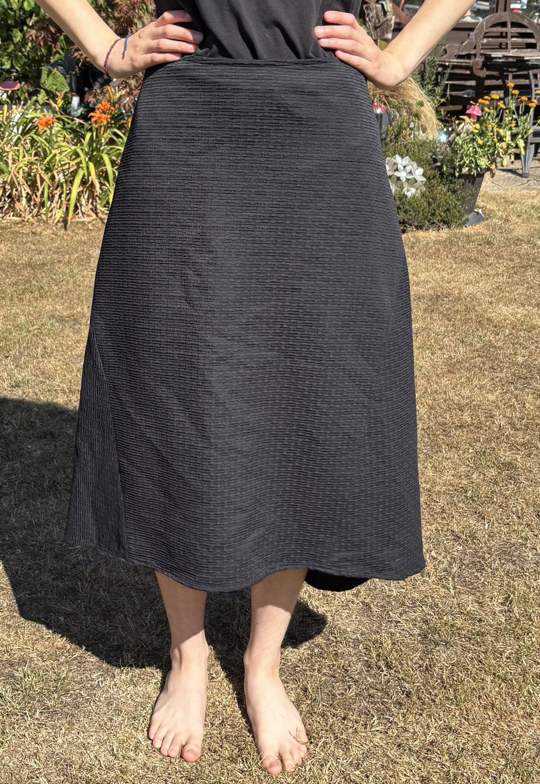 Sally Smith Sydney Skirt Womens Size 8 Textured Wool Mix Hi Low Fully Lined