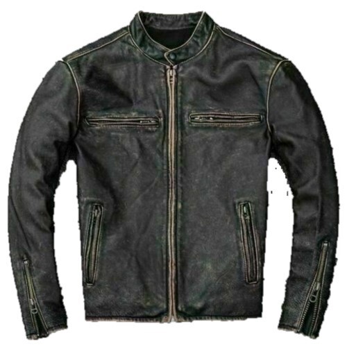 Men’s Café racer Style Biker Motorcycle Leather Jacket Genuine Soft Sheep Skin
