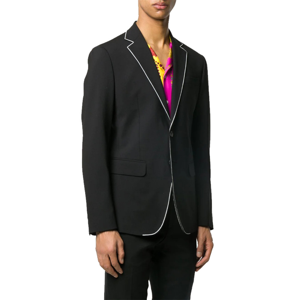 DSQUARED2 Blazer Jacket White Piping Detail Slim Fit Black Size 48 – RP £1371.00