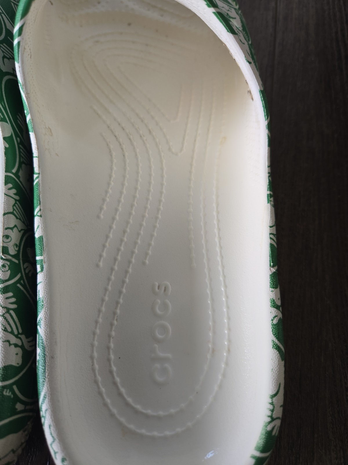 Crocs Classic Duke Crocodile Print Slide V2 M 11 Green Ivy White Sandal Beach