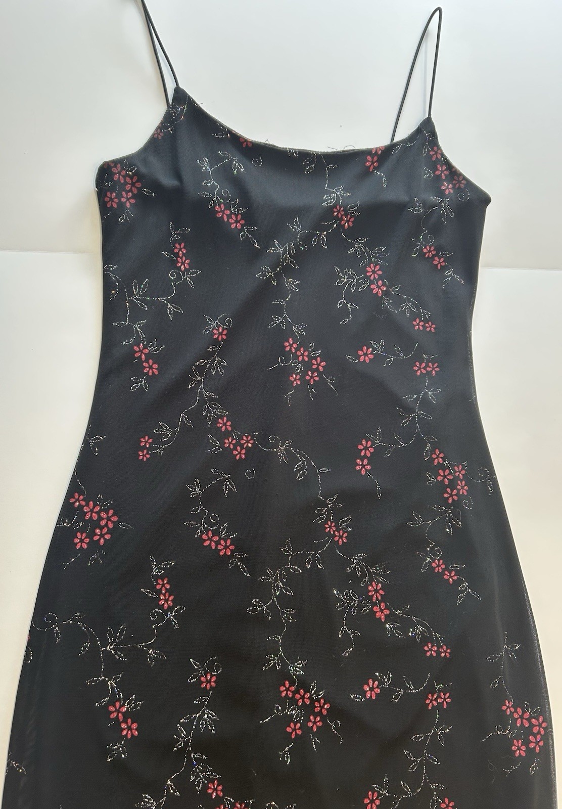 Buyer California Women’s Vintage Dress Size Large Black Sparkly Floral Print