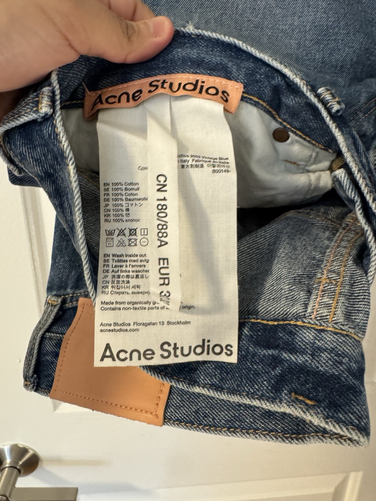 Acne Studios Men’s Blue Straight Distressed Denim Jeans Regular Fit 2003 Series
