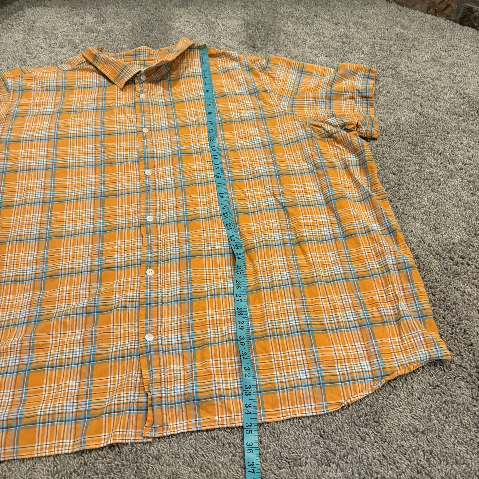 Liberty Blues Denim Western Shirt Men’s 7XLB / 7XL BIG Orange Plaid Button Up