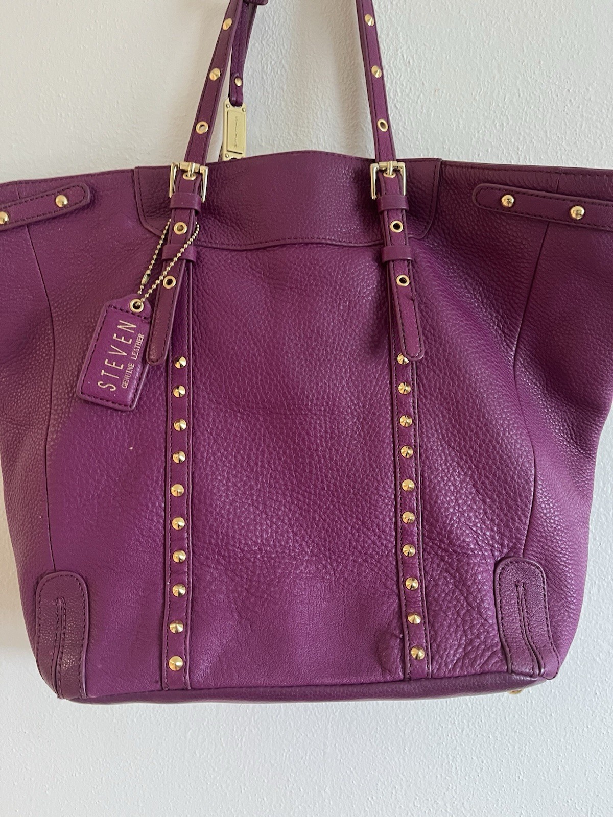 Purple Steve Madden Purse Bag Gold Studded Shoulder Strap