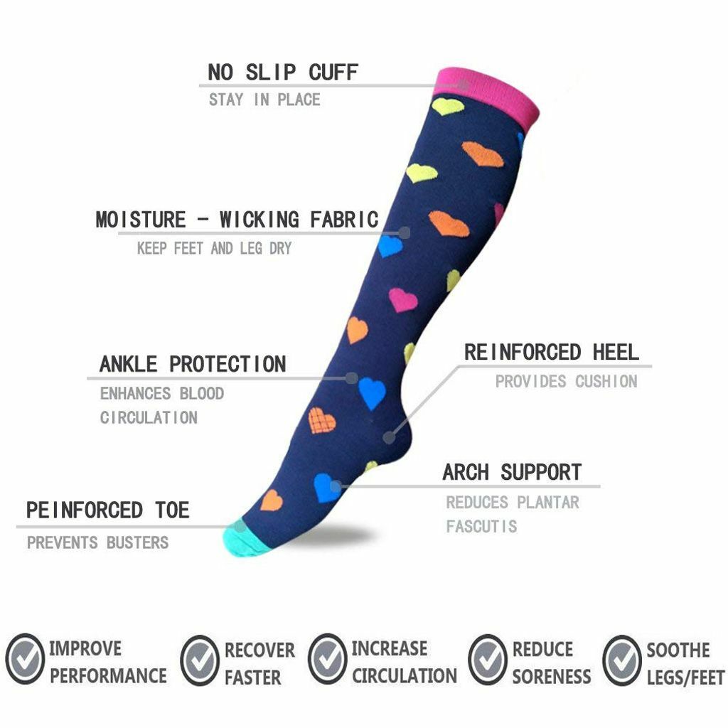 Compression Socks Stockings Womens Mens Knee High Medical 20-30 S/M-L/XL