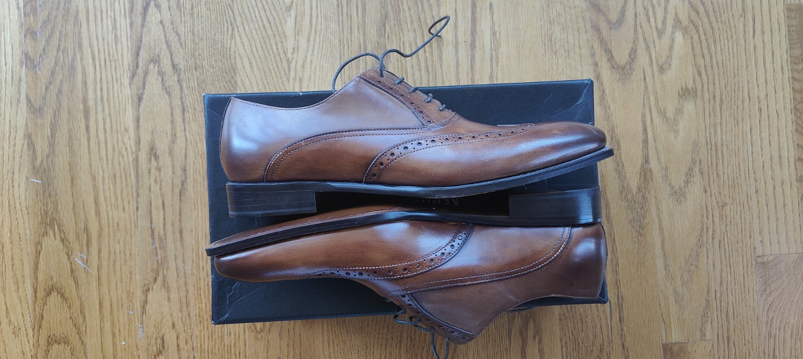 Kenneth Cole New York Made In Italy Brown Leather Brogue Oxford Dress Shoes