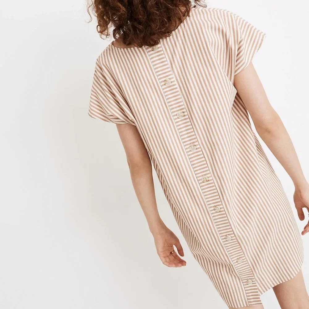 Madewell Women’s Dress Size XXS Striped Button-Back Shift