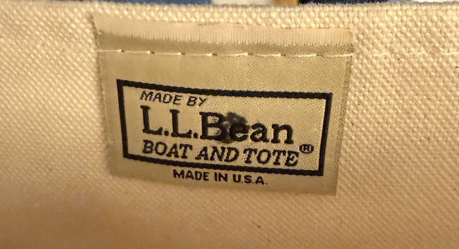 L.L.Bean Women’s Tote Bag White/Red Solid Open Top Double Handles Monogram