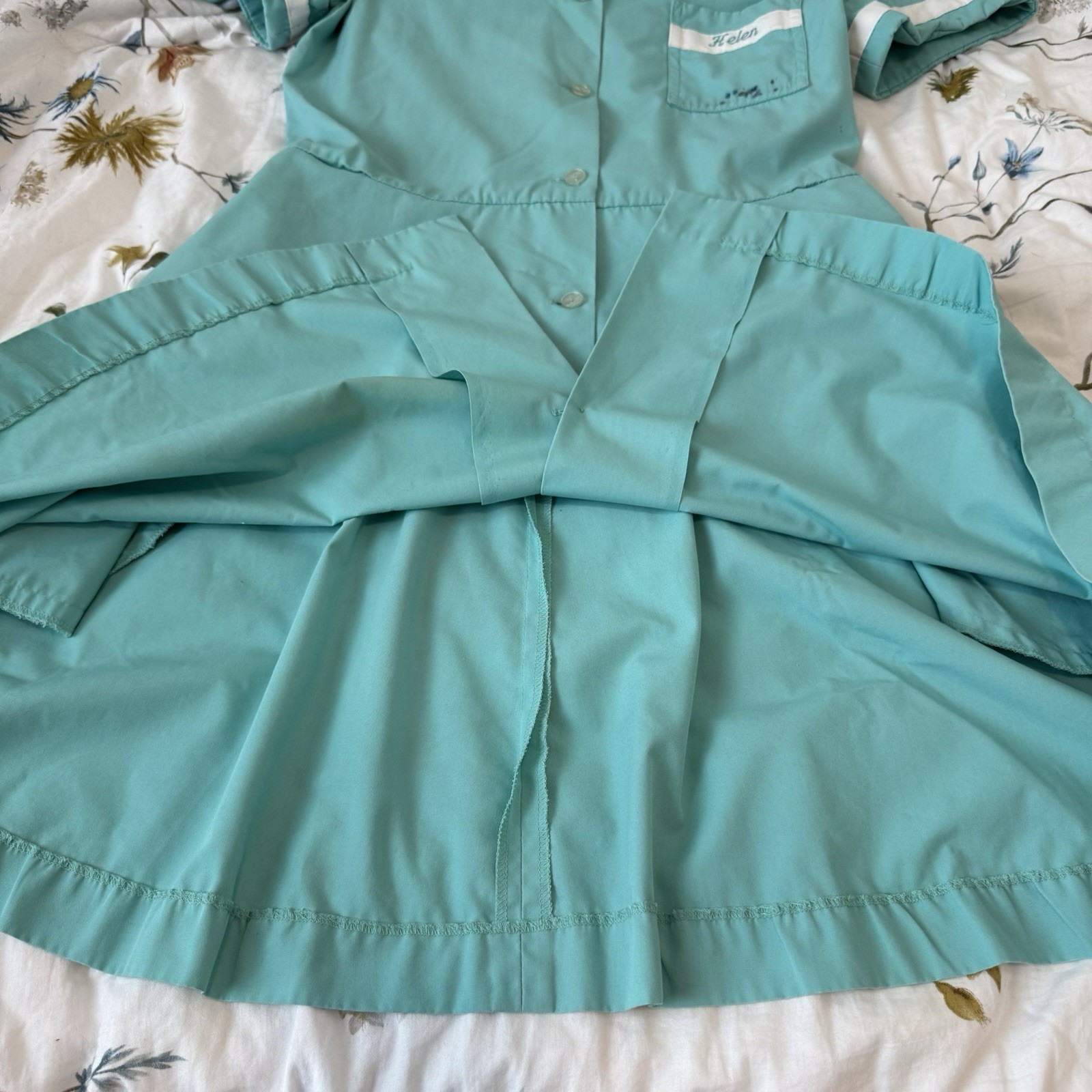 Vintage Aqua Waitress Uniform Dress Set T-Bird Diner Audrey Coleman USA – Helen
