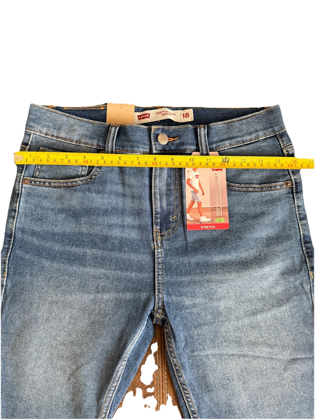 Levi’s 510 Shorts Boys 18 Regular Blue Jean Stretch Adjustable Waist Jorts NWT