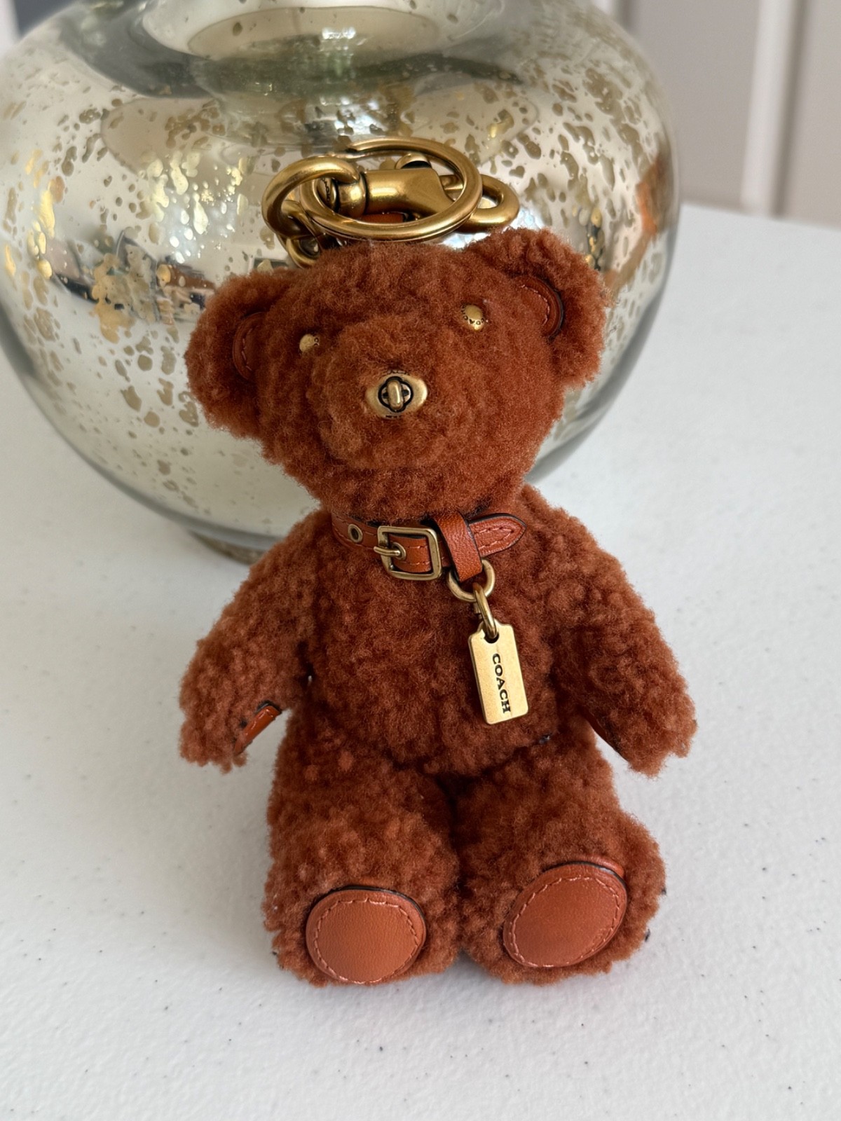 Coach Bear Bag Charm In Signature Shearling – Ginger “Gingy” EUC