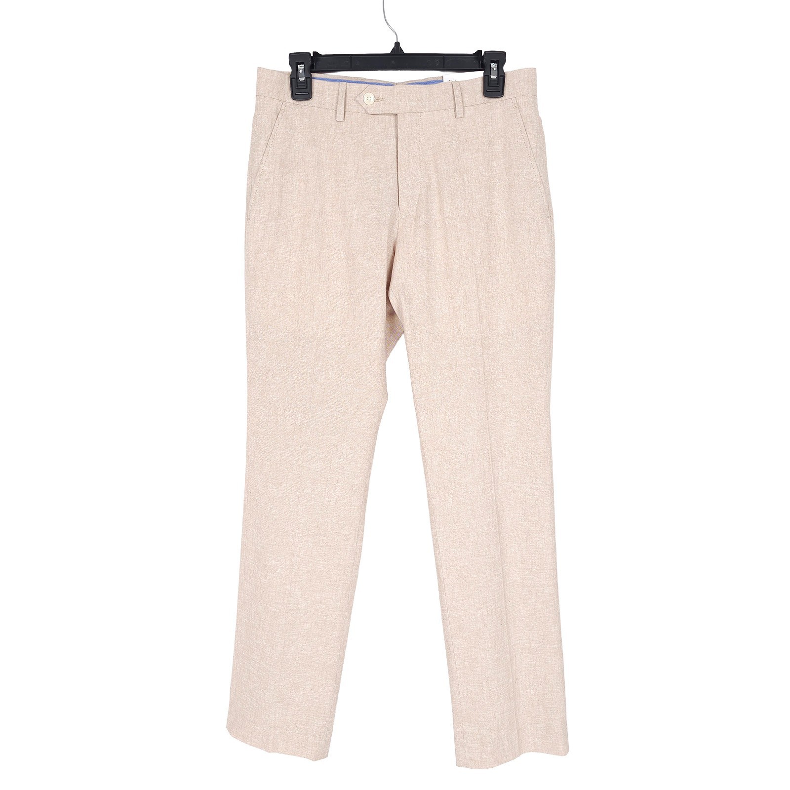 Tommy Hilfiger Mens Modern Fit Dress Pants 38×34 Tan Solid Linen Cotton Blend