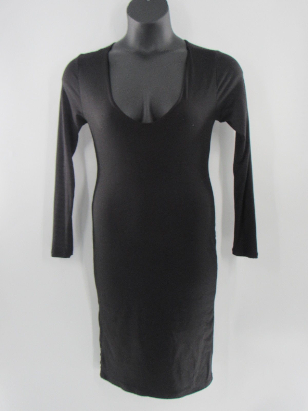 Fashion Nova Women Black Long Sleeve Stretchy Dress Minimalist Quiet Luxury Y2K