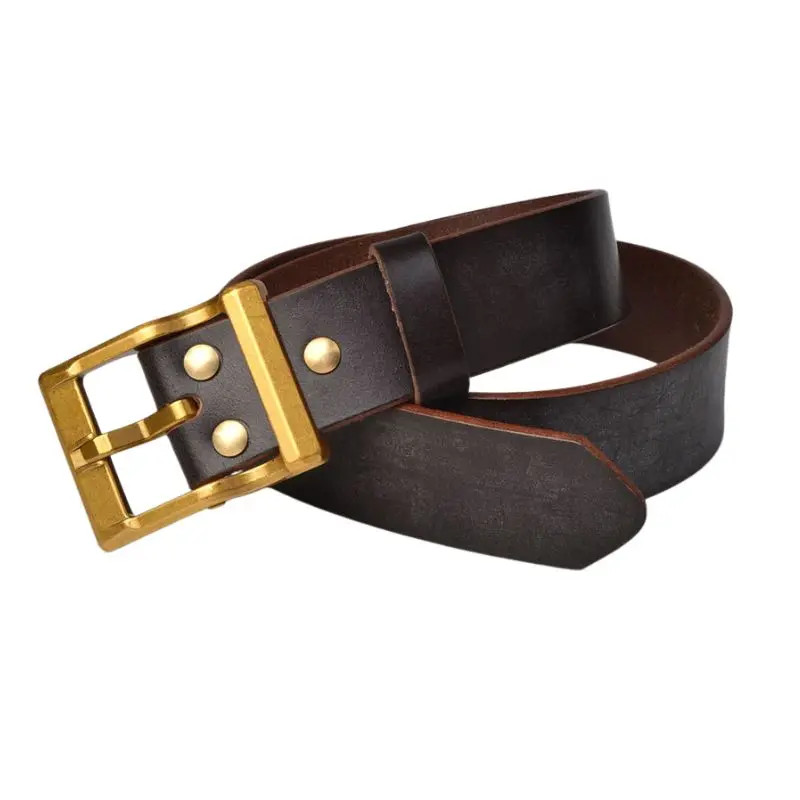 Horsehide Leather Belt 6th Gen Vegetable Tanned Brass Buckle Full Grain 3.8cm