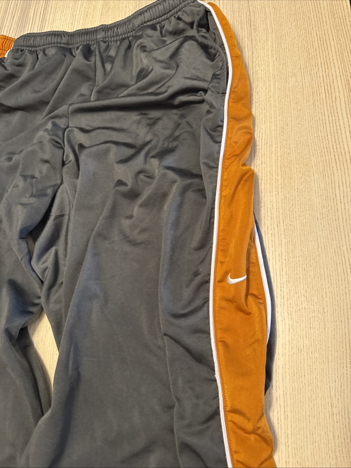 Vintage Nike Track Pants Charcoal Grey Orange Piping Wide Leg Y2K Streetwear XL