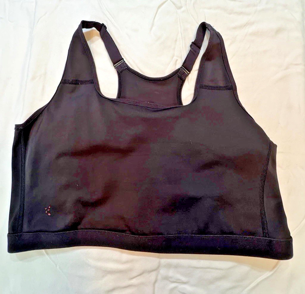 Ruby Ribbon Black Demiette Racerback Sports Bra W/Adjustable Straps Size 44
