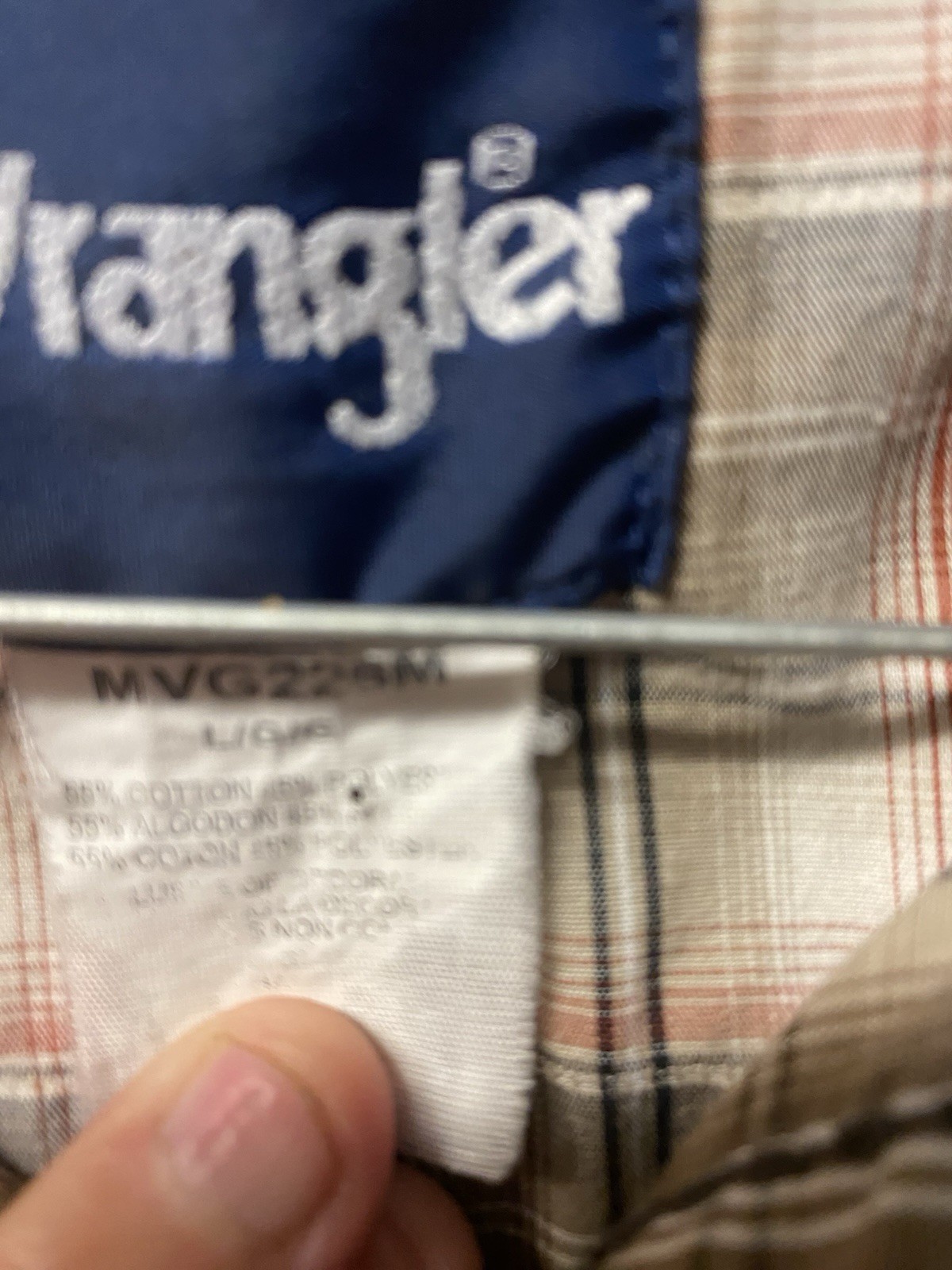 Wrangler Men’s M Plaid Long Sleeve Button-Up Shirt H-D Embroidered Patch Pockets
