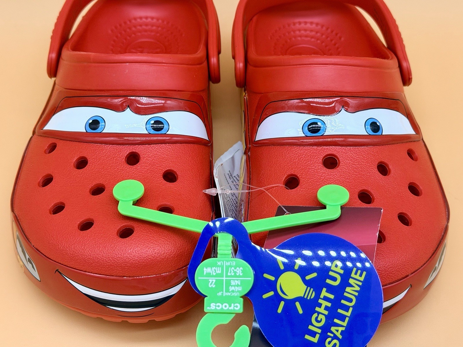 Disney Pixar Cars Light Up Lightning McQueen Crocs New Size Men 4 Women 6 US