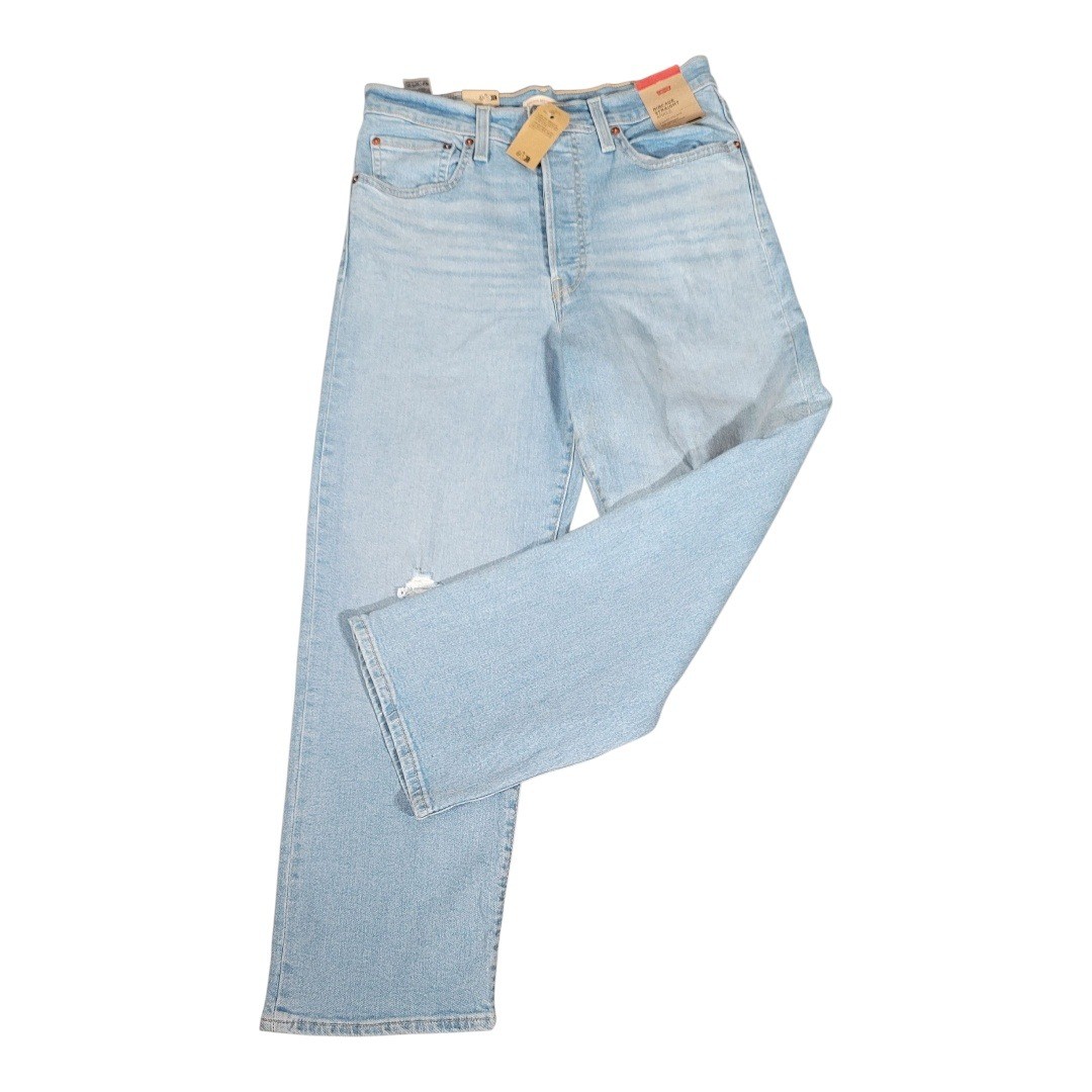 Levi’s Ribcage High Rise Straight Ankle Jeans 30×27 NWT Button Fly Light Wash