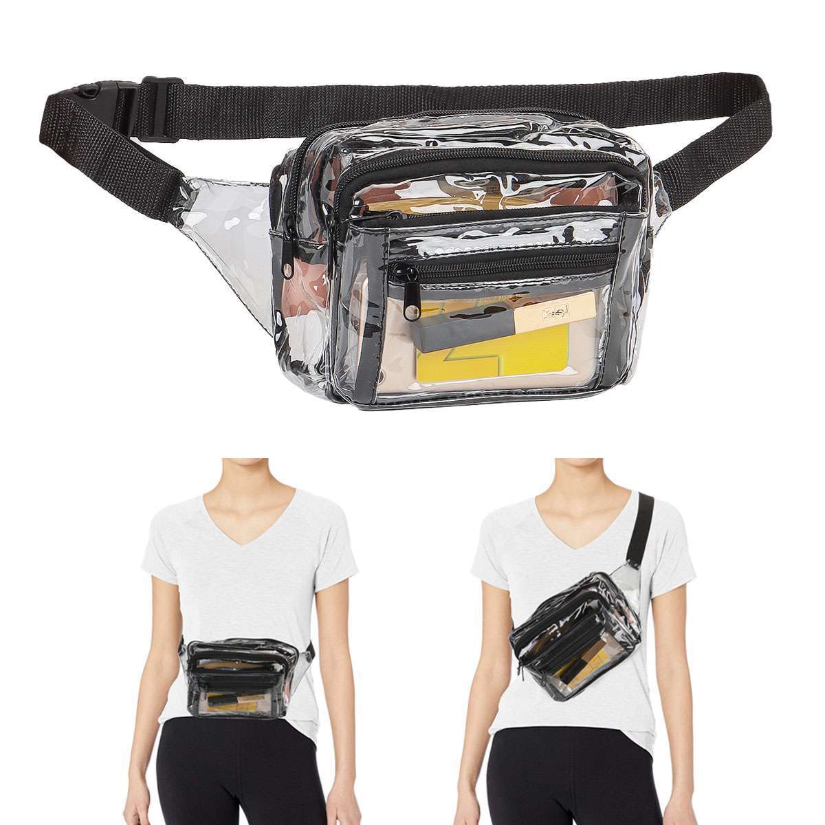 Unisex Clear Fanny Pack Waist Pouch Belt Bag Outdoor Sports Stadium Security Bag