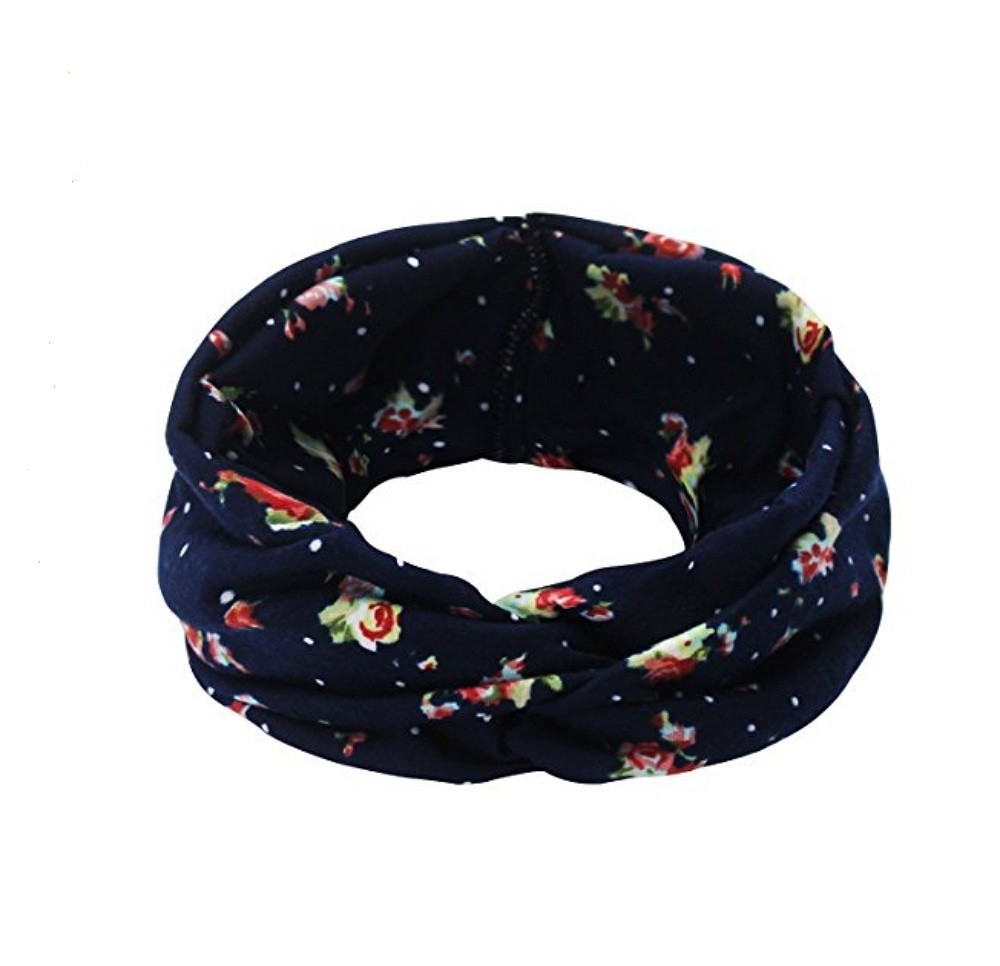 4-Pack Floral Print Turban Headbands – Women’s Elastic Twisted Hair Bands