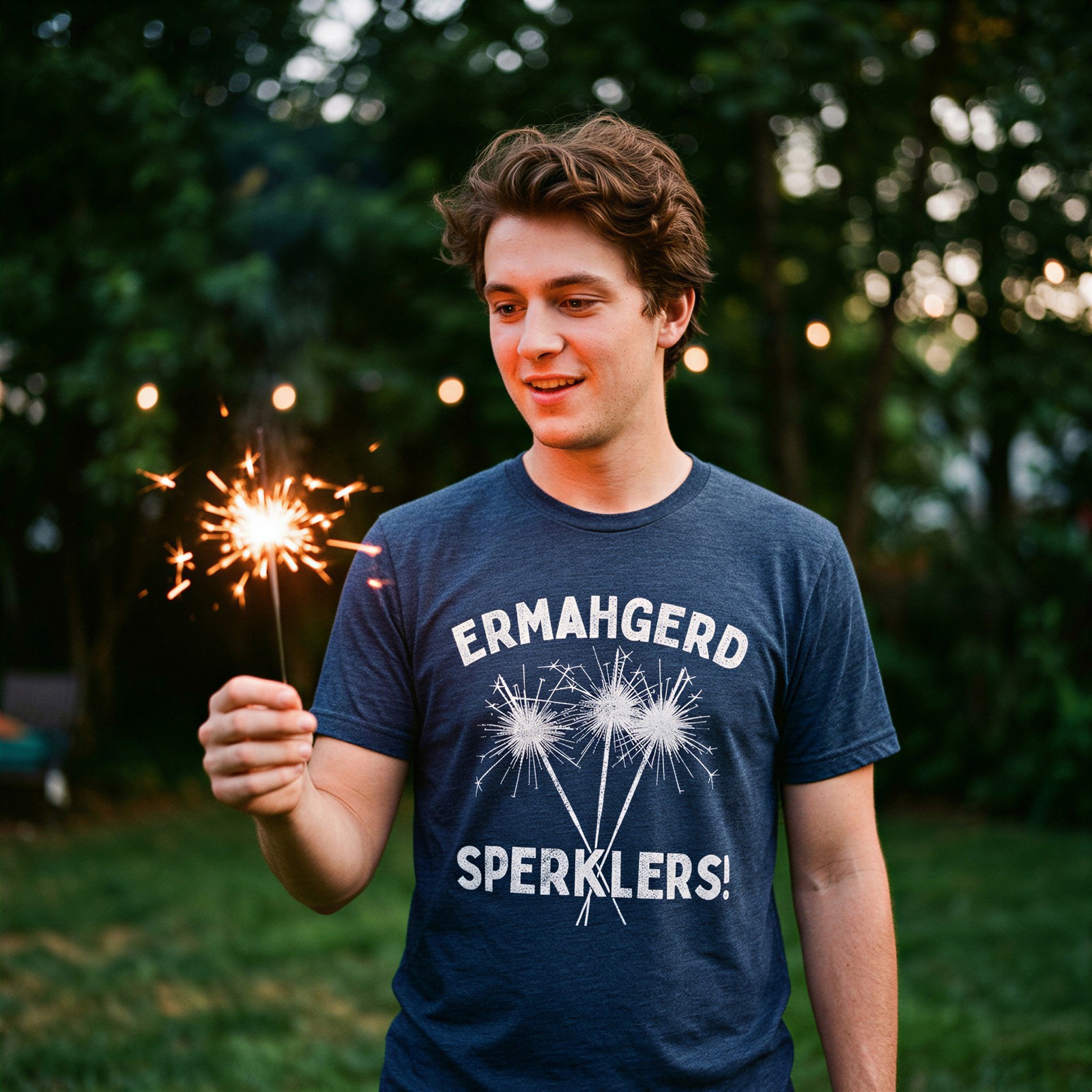 Mens Ermahgerd Sperklers T Shirt Funny 4th of July Fireworks Sparklers Graphic