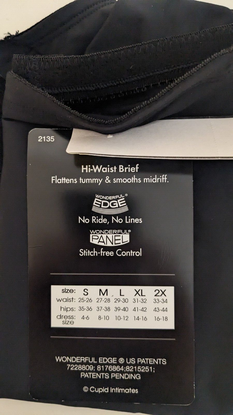 Cupid Fine Women’s Shapewear Hi-Waist Stomach Control Brief Size Medium Black