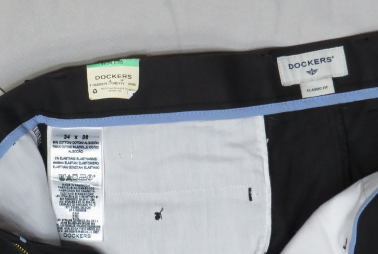 LEVIS DOCKERS PANTS 34X36 BLACK CLASSIC FIT CHINO BEST PRESSED STRETCH NEW NWT