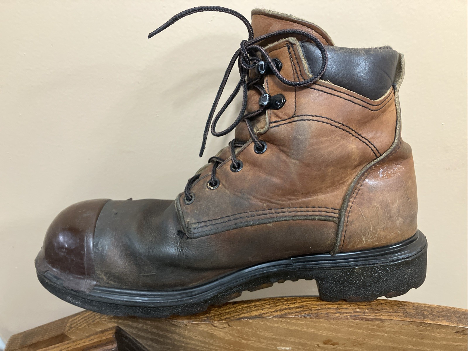 Red Wing Men’s 4425 6 Inch Work Boot Size 11.5 D USA with Tuff Toe added.