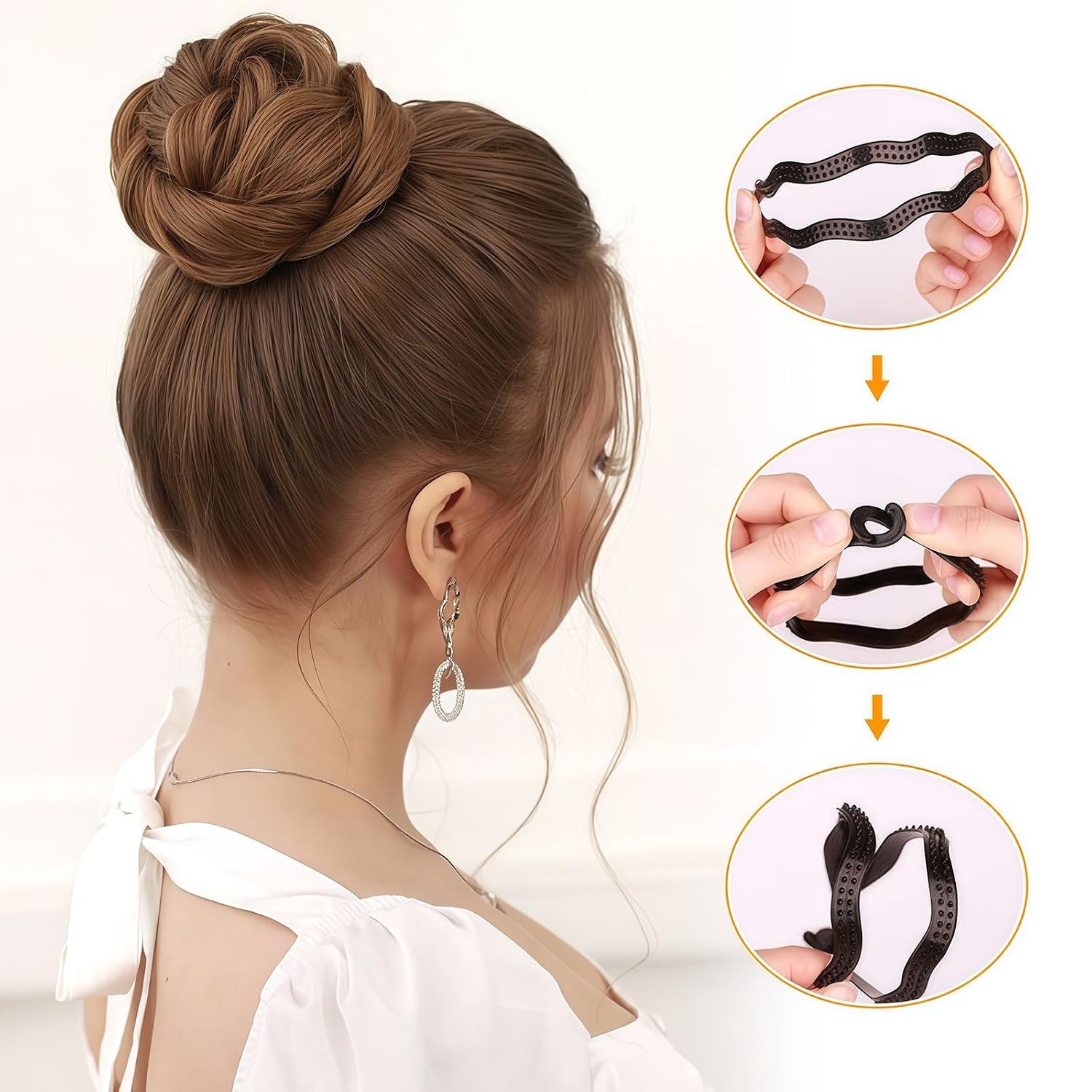 6 Count Bun Maker Hair Holders – Plastic Black 21.5 x 3.8cm/ 8.5inch x 1.5inc