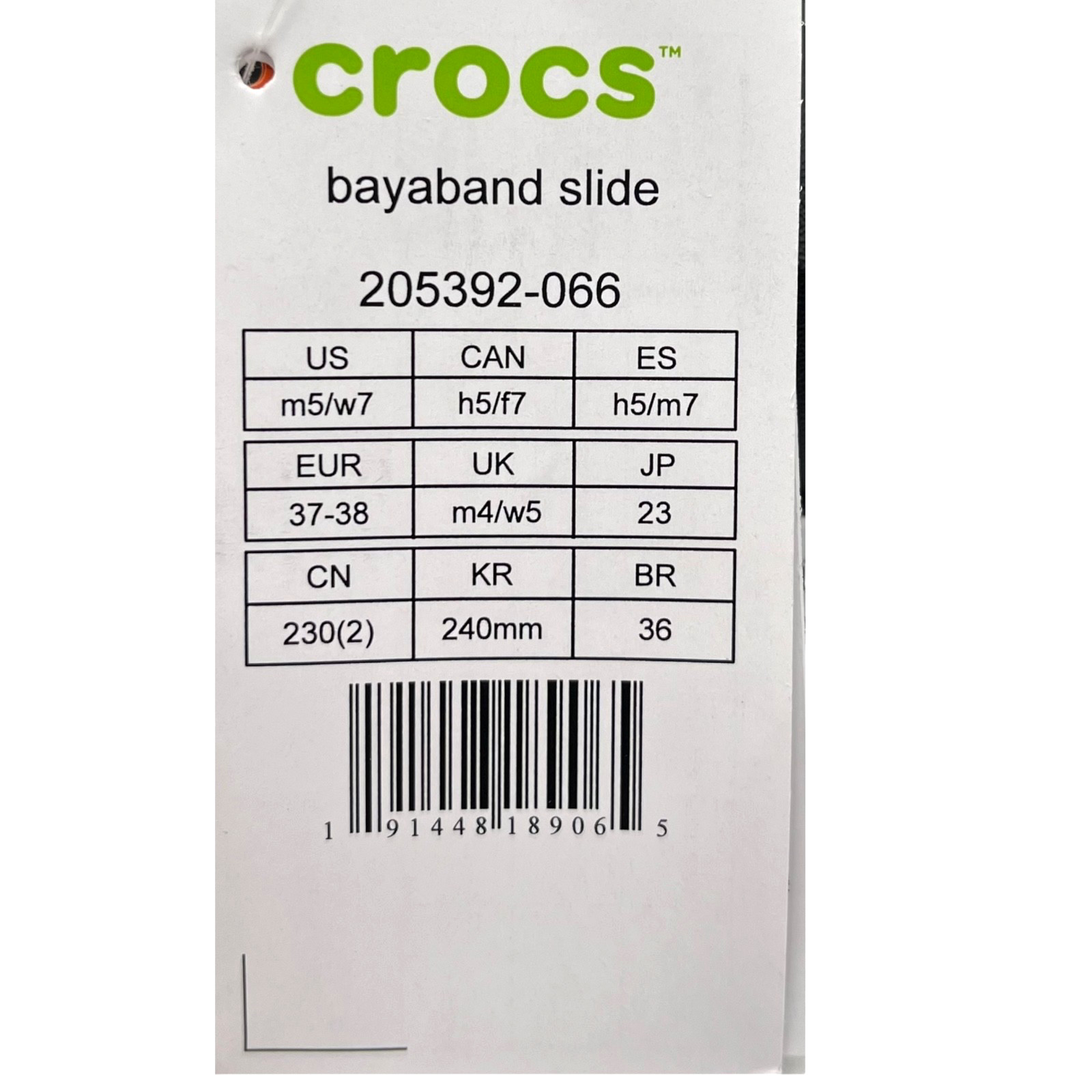 Crocs Bayaband Womens Slide Sandal Size 7 Black White Water Friendly Lightweight