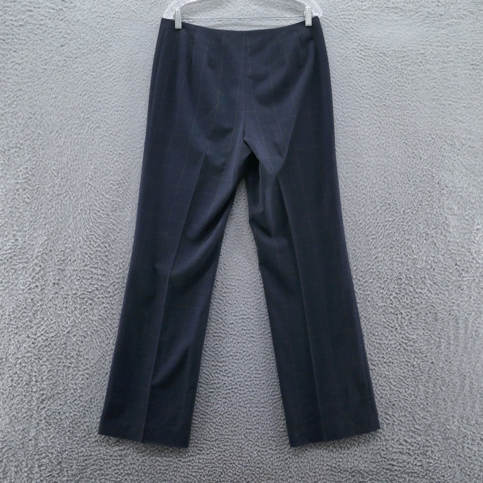 Talbots Collection Womens Plaid Dress Pants 12 Blue Stretch Four Button Career