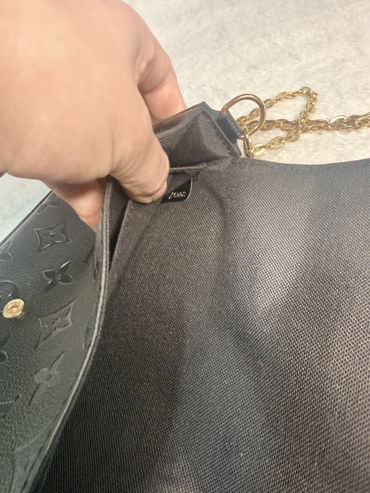 Louis Vuitton Chain 2Way Shoulder Bag Crossbody Black Gold Women Classic