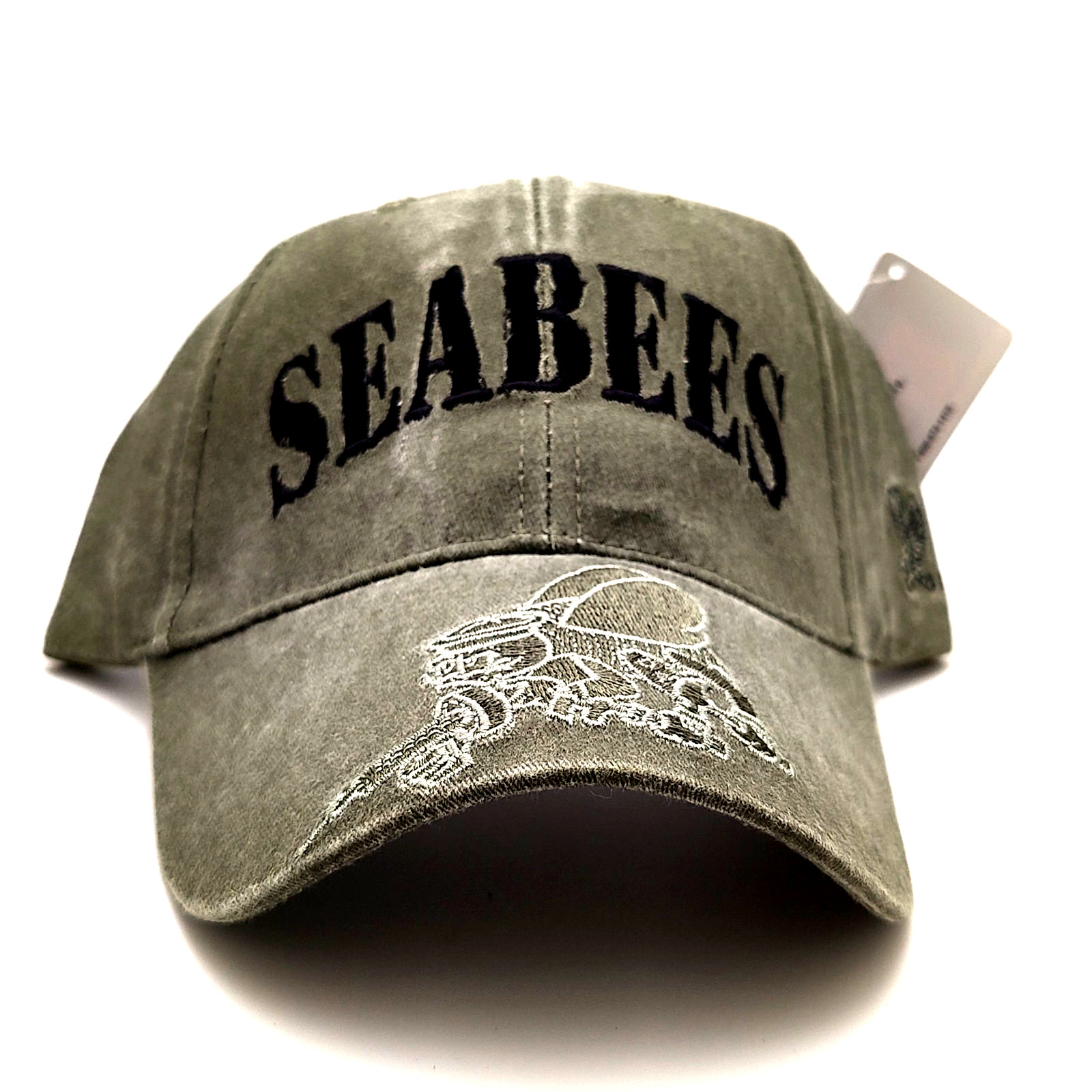 SEABEES Builder Bee 100% Cotton Green Baseball Cap Adjustable Embroidered